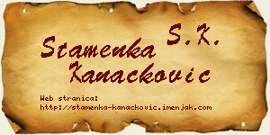 Stamenka Kanačković vizit kartica